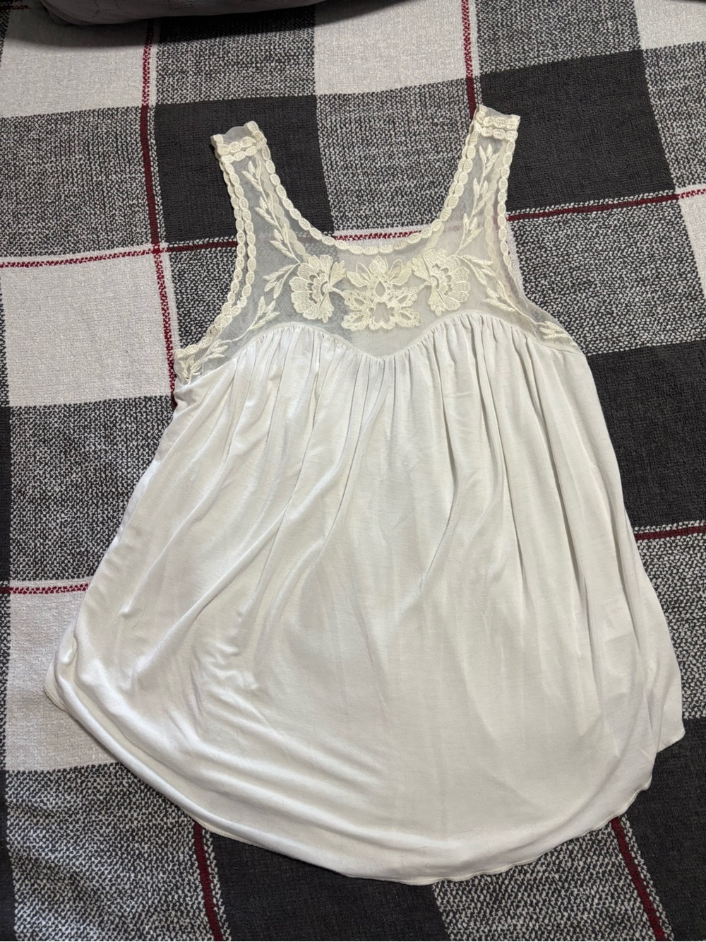 American Eagle Outfitters Ivory Lace-Trim Tank